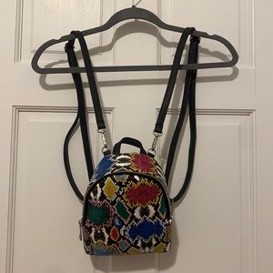 Multicolor Snake Print Convertible Backpack